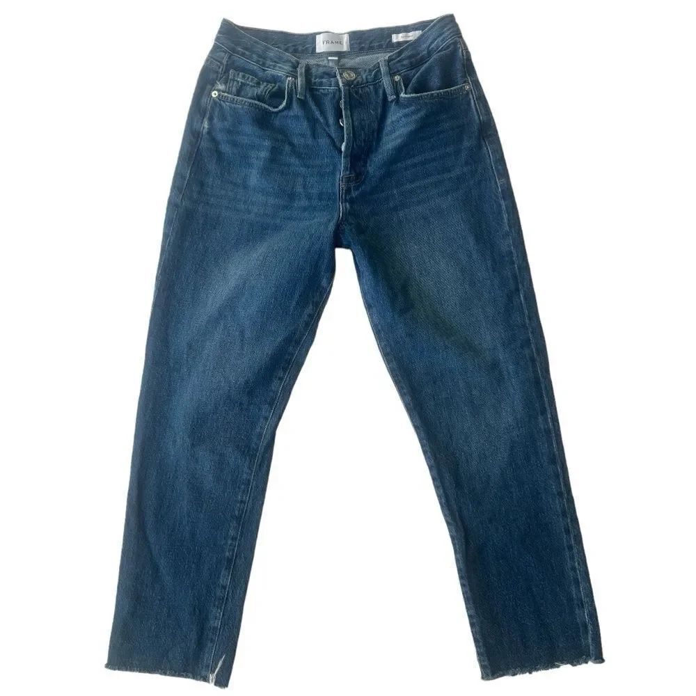 Frame Le Original Straight Leg Crop Frayed Hem Button Fly Women’s Jeans Size 28
